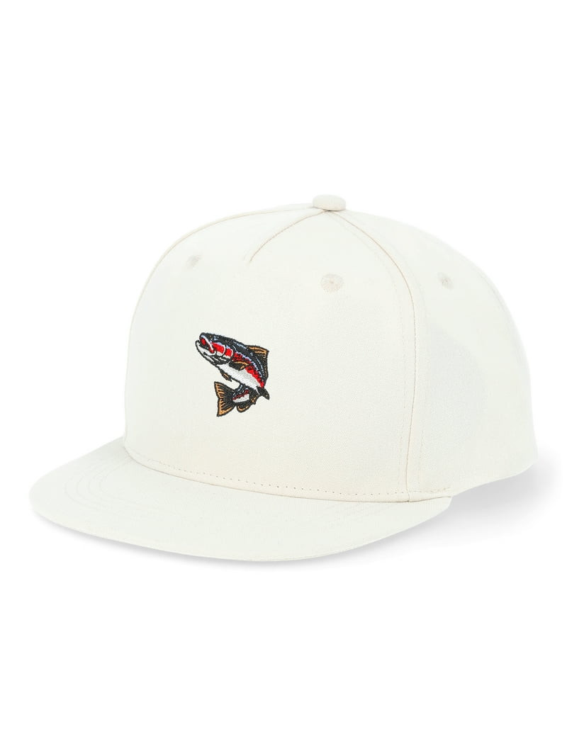 Wonder Nation Boys Flat Bill Snap Back Hat with Embroidered Fish Motif, One Size Fits Most | Walmart (US)