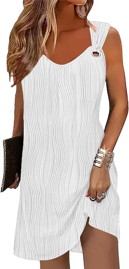 Summer Dresses for Women 2024 Sundresses Sleeveless Beach Swimsuit Cover Ups Spring Casual Loose ... | Amazon (US)