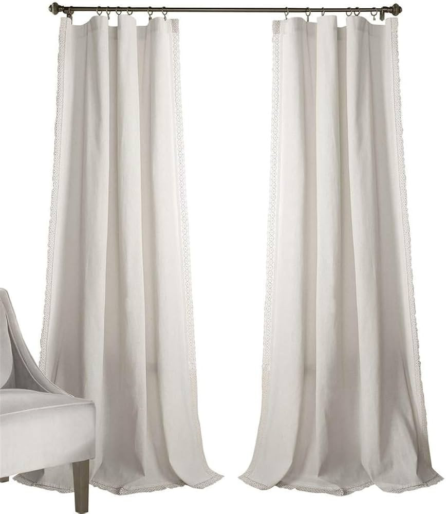 Lush Decor Rosalie Light Filtering Window Curtain Panel Set- Pair- Vintage Farmhouse & French Cou... | Amazon (US)