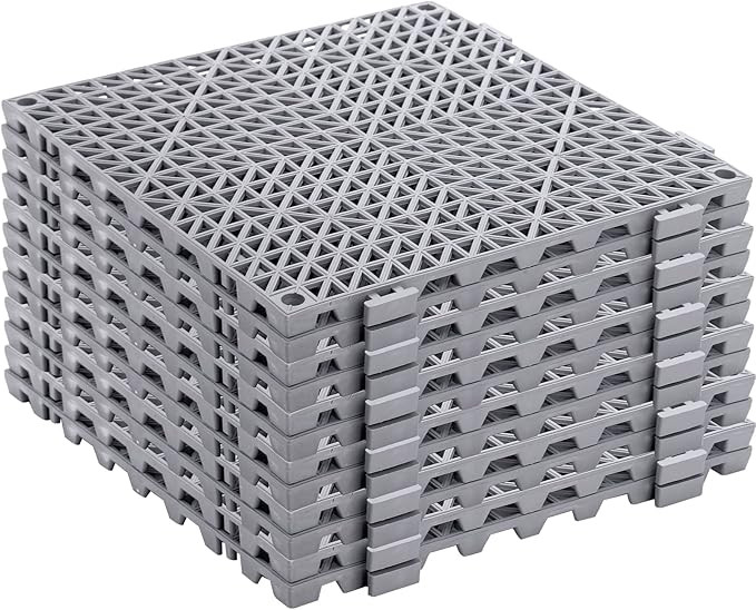 SOUJOY 12 Pieces Modular Interlocking Cushion, 11.6" x 11.6" Rubber Drainage Mat with Holes, Non-... | Amazon (CA)