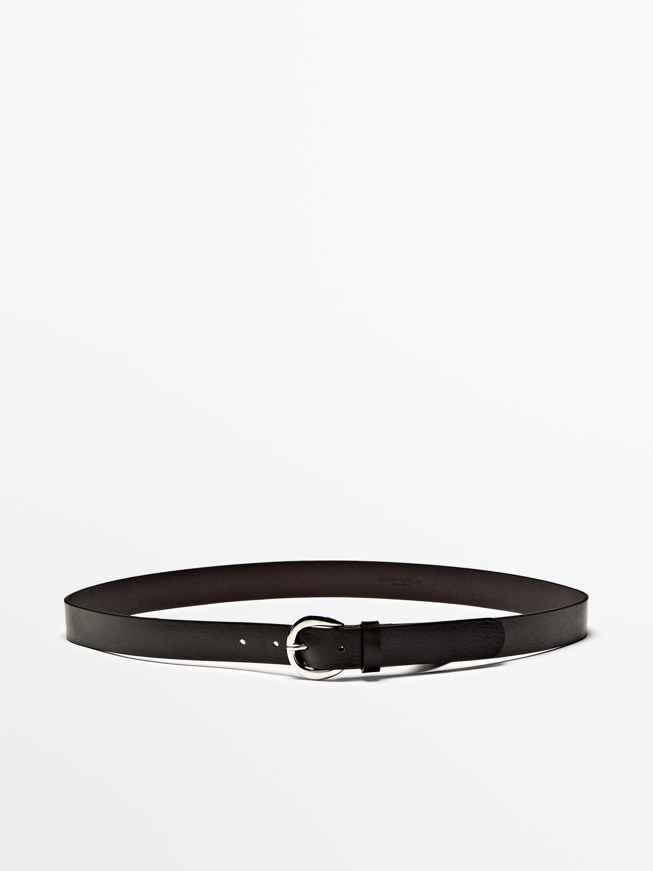 Ceinture boucle ronde en cuir nappa | Massimo Dutti FR