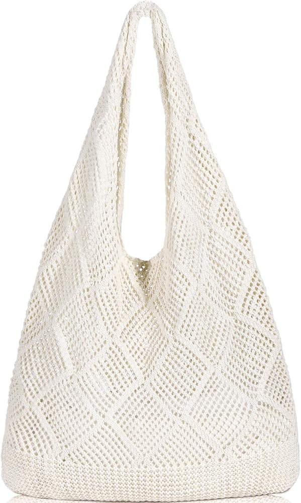 WantGor Crochet Bags, Beach Mesh Tote Bag Womens Shoulder Shopping Handbag Casual Travel Totes Ba... | Amazon (US)