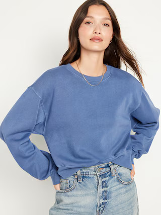 Drop-Shoulder Cropped Sweatshirt for Women | Old Navy (US)