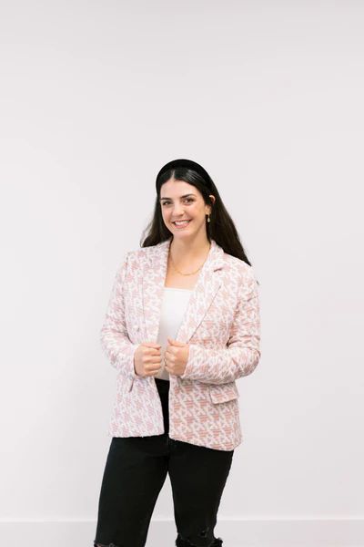 The "What? Like it's Hard" Pink Houndstooth PWR WMN Blazer | PWR WMN 