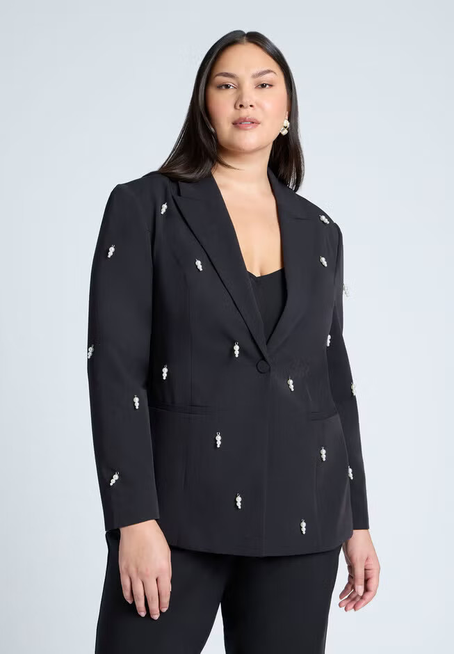 Pearl Detail Blazer | Eloquii