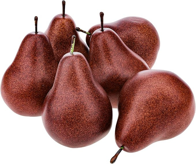 6 Pack Realistic Faux Brown Pears - Artificial Fruit Decor for Home Kitchen, Table Centerpiece, P... | Amazon (US)