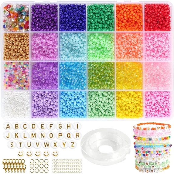 Glass Seed Beads for Jewelry Making, 8800pcs 3mm Small Beads for Bracelets, Friendship Bracelet K... | Walmart (US)