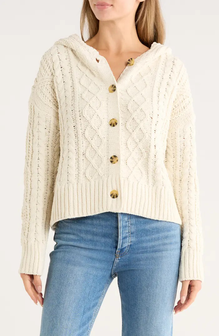 Bobeau Cable Knit Hooded Cardigan | Nordstromrack | Nordstrom Rack