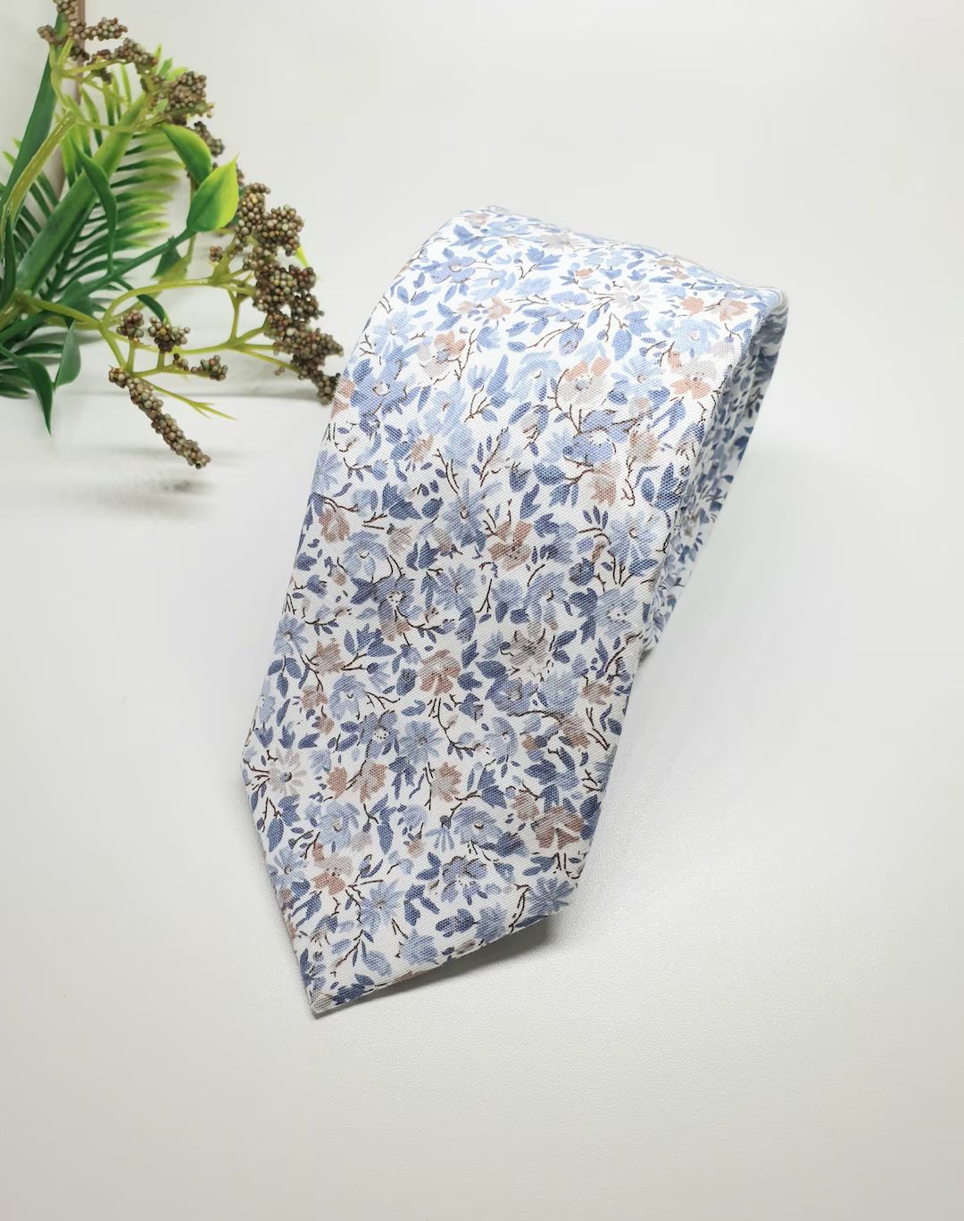 Blue Speckled Floral Tie, Floral Tie, Groomsmen Tie, Blue Grey Tie, Wedding Tie, Dusty Blue Tie B... | Etsy (US)