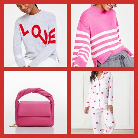 Pink and red inspired pieces for v-day! Loving them all! Best pjs ever! Fit is roomy! Cozy sweaters and a bold pink mini bag for date night! 

#LTKGiftGuide #LTKSeasonal #LTKfindsunder100