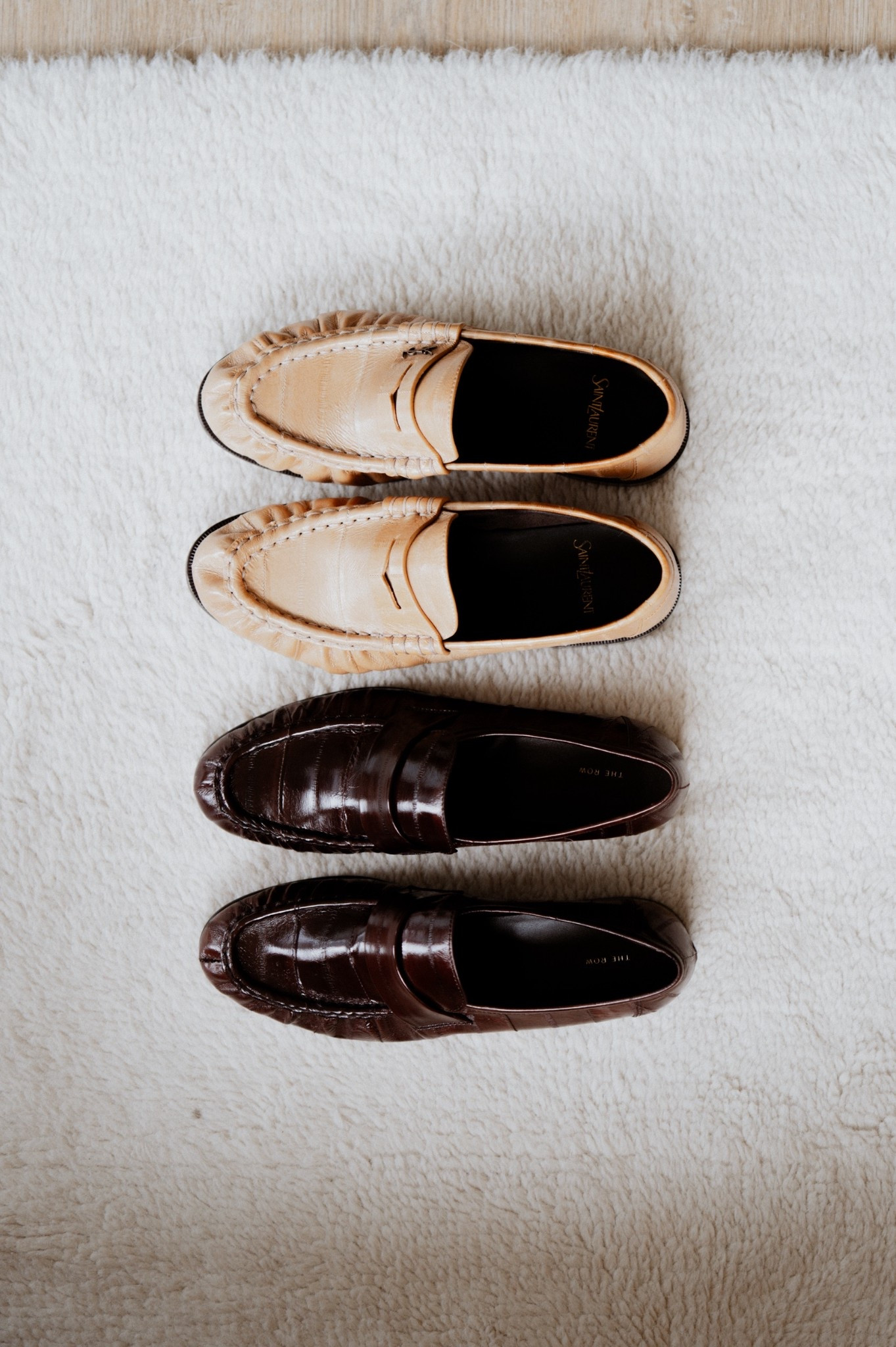 The ruched loafer obsession: Saint Laurent Le Loafer & The Row Soft loafer, both in eel skin. 

#LTKSeasonal