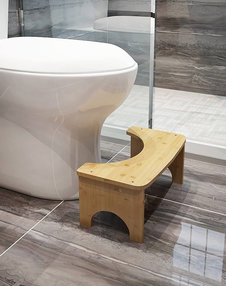 Bamboo Toilet Stool for Adults, 6.5" Poop Stool, Bathroom Toilet Poop Stool with Non-Slip Mat for... | Amazon (US)