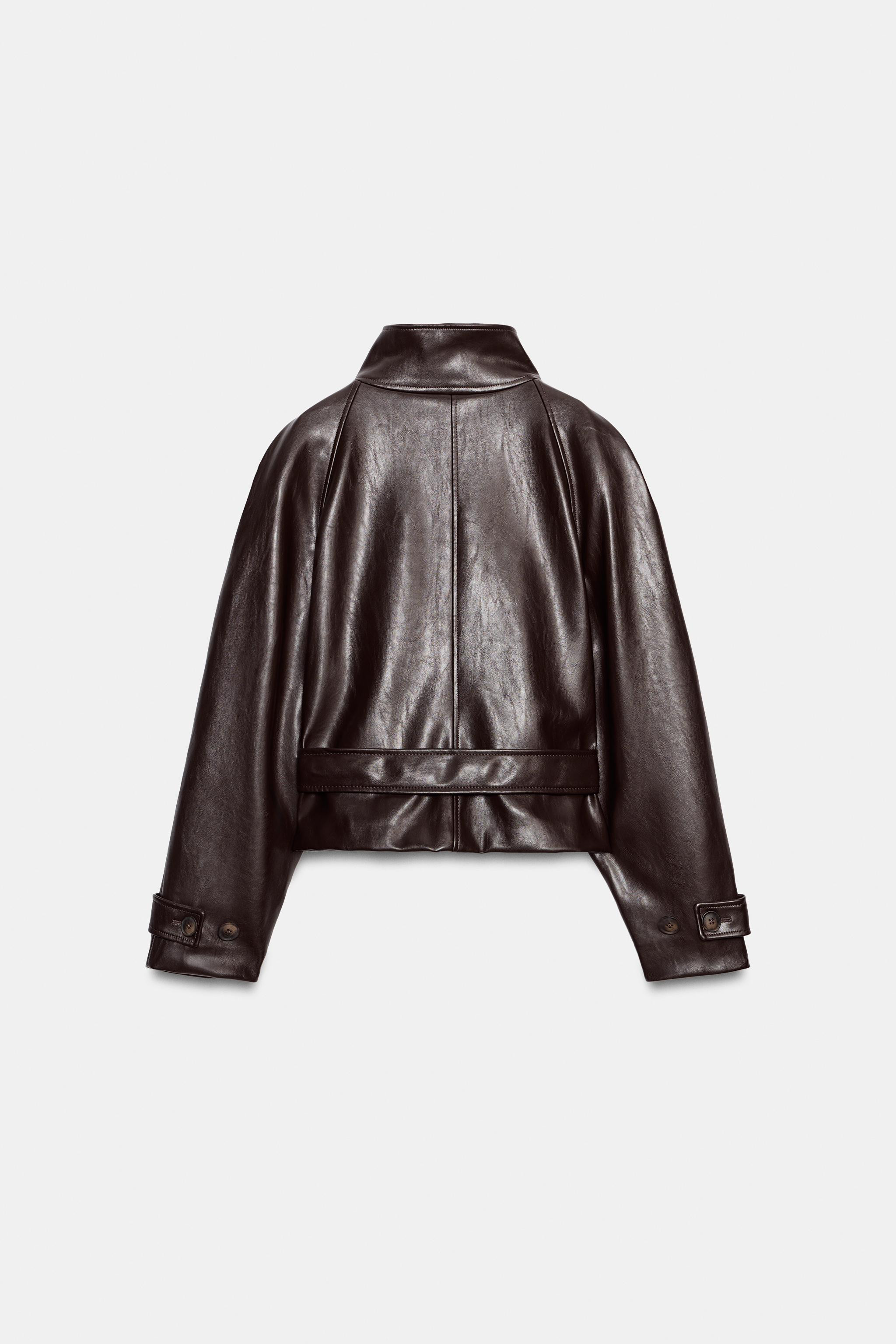 FAUX LEATHER SHOULDER PAD TRENCH JACKET | Zara US