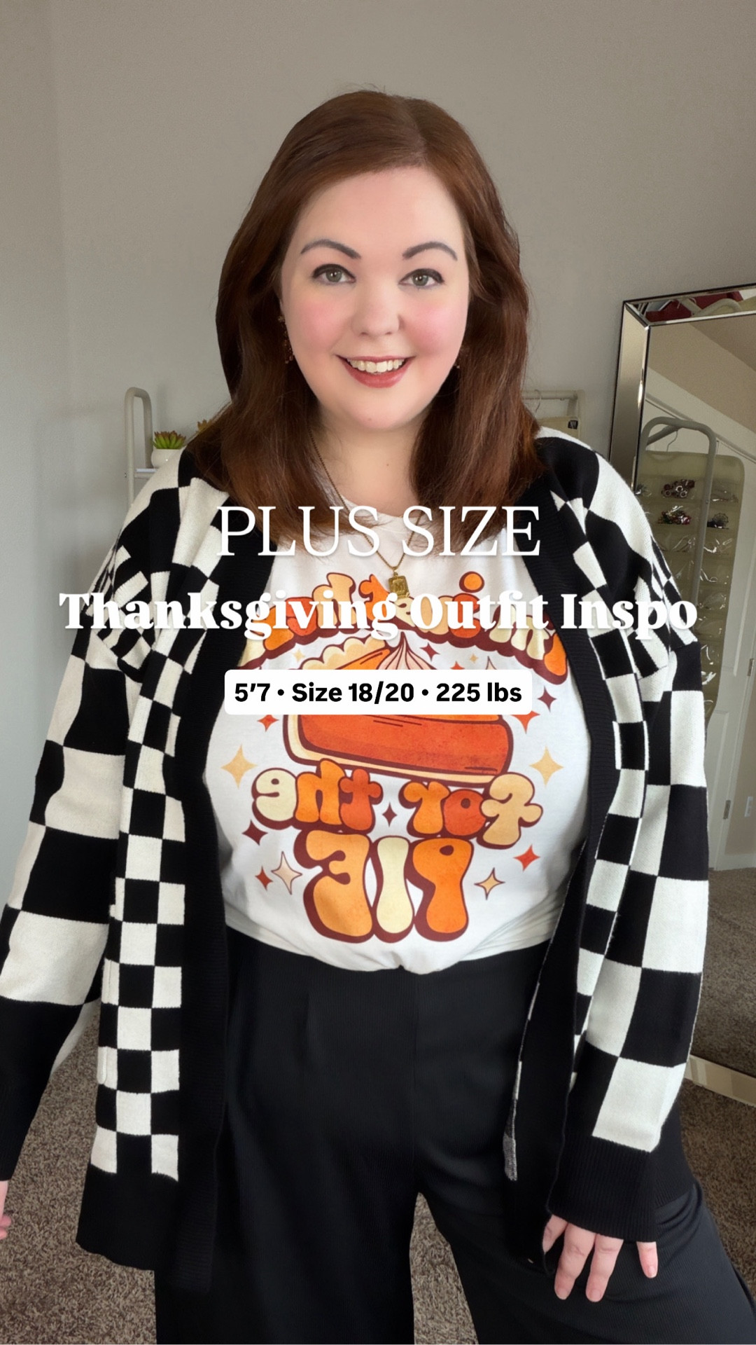 Plus Size Thanksgiving Outfit Inspo 🍂🧡🦃 I may not like pie, but this @amszon graphic tee was just too perfect to rock this Thanksgiving! Definitely comfy, casual and plenty of stretch to enjoy all the pie 🥧 


Pants- Wearing the 1X
Graphic Tee - Wearing the 2X
Cardigan - Wearing the XXL




#LTKPlusSize #LTKHoliday #LTKootd