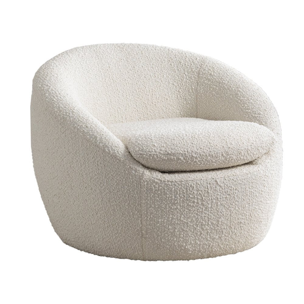 Roundhill Furniture Winnie Modern Teddy Boucle Fabric Barrel Chair, 360 Degree Swivel, White - Wa... | Walmart (US)