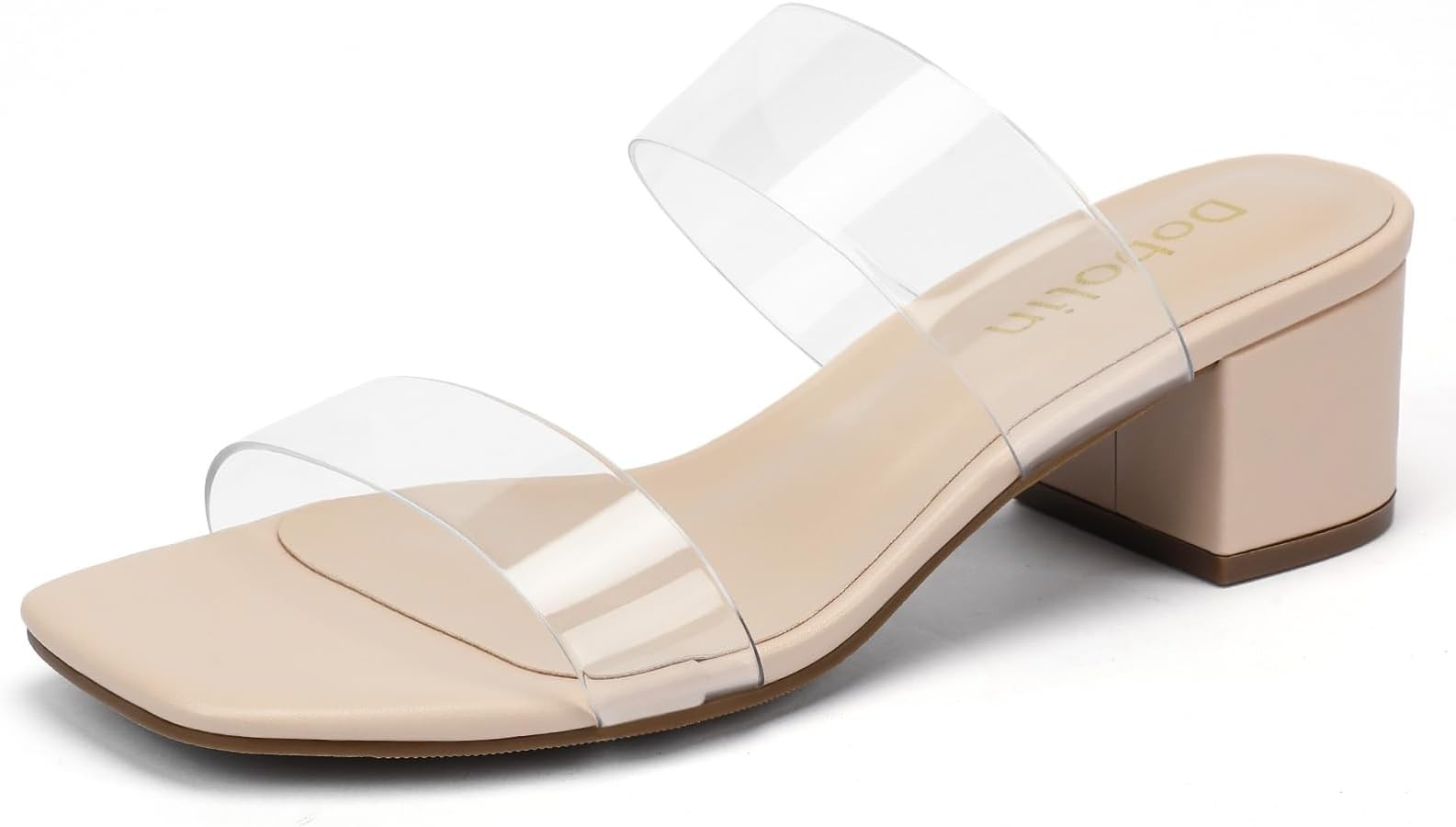 Women's Heeled Sandals Two Strap Square Open Toe Heels 2-Inch Chunky Sandals Dress Shoes Wide Fee... | Amazon (US)