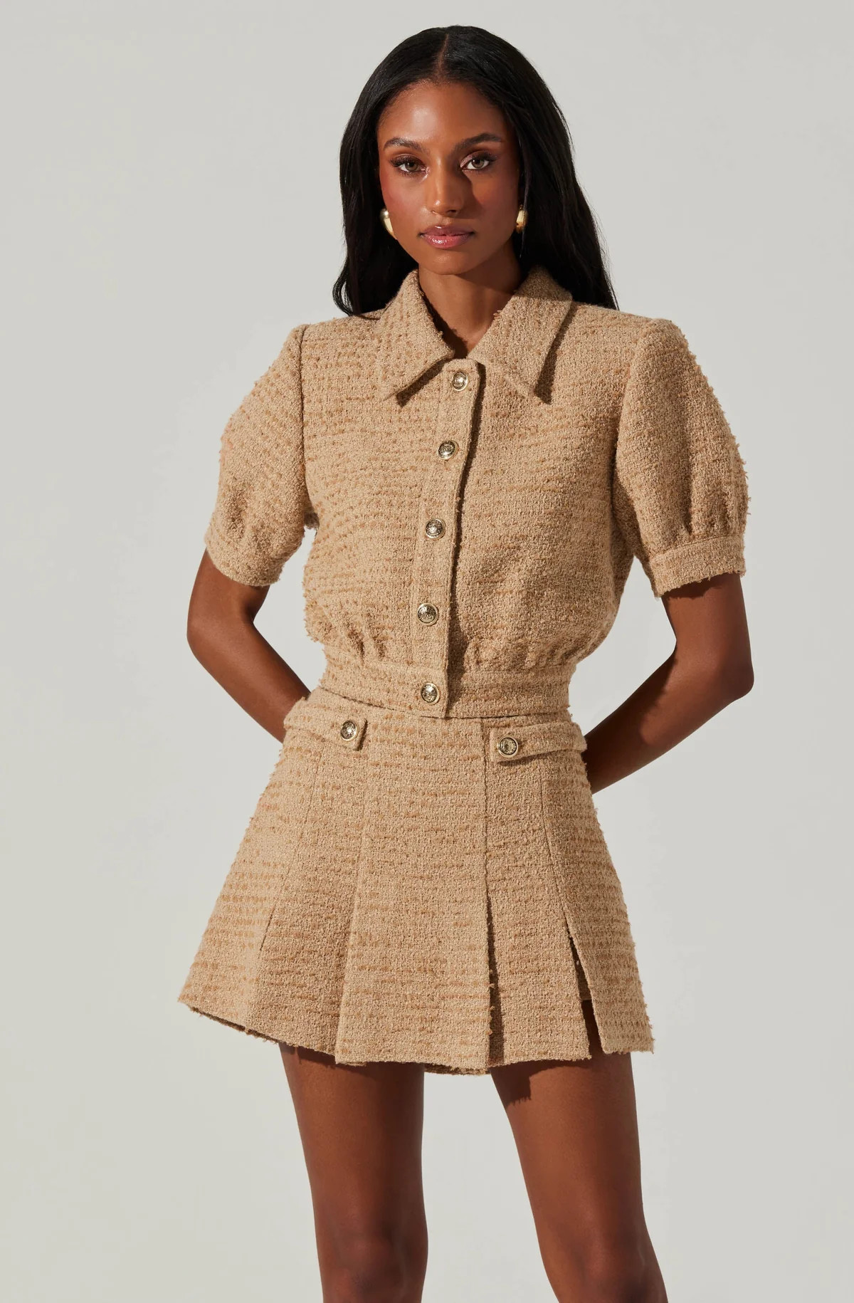 Bronwyn Puff Sleeve Tweed Jacket | ASTR The Label (US)