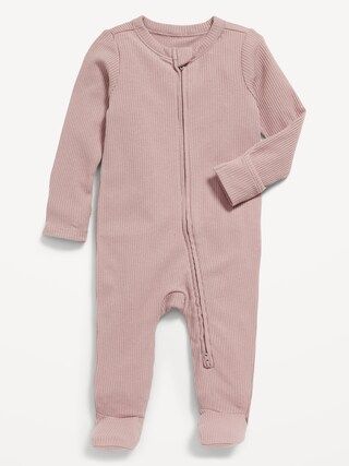 Unisex Sleep &amp; Play Rib-Knit Footed One-Piece for Baby | Old Navy (US)