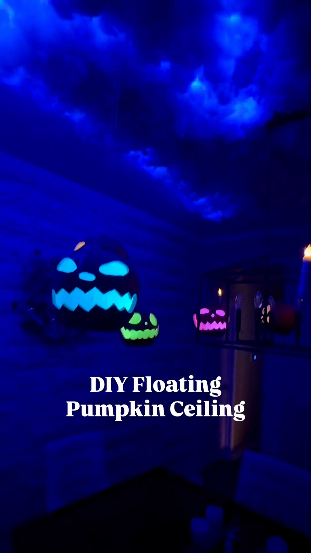 Just casually making pumpkins float from the ceiling. 🎃☁️

This Halloween ceiling might be one of my favorite transformations! We covered the ceiling in poster board, added twinkling lights to create glowing clouds, fluffy cotton poly, and then hung pumpkins from above so they look like they’re magically floating through the mist.

A little spooky, a little whimsical, and very much giving Hogwarts at Halloween. 

Would you try this in your house?

#LTKSeasonal
