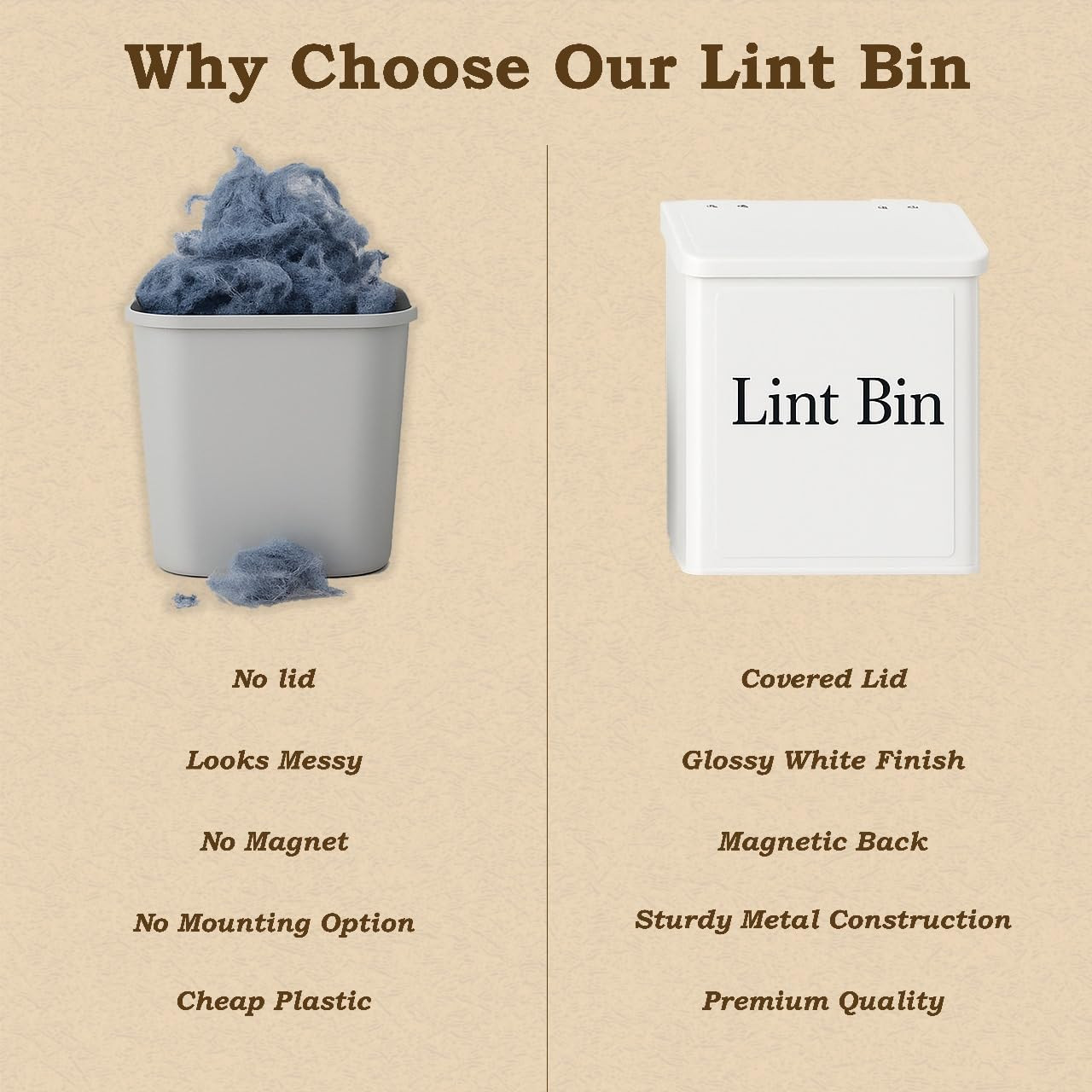 Magnetic Lint Bin for Laundry Room Organization & Storage, Wall-Mounted Dryer Lint Bin Trash Can ... | Amazon (US)