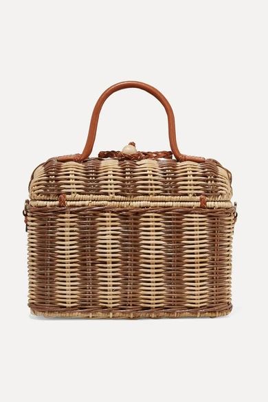 Priska leather-trimmed wicker tote | NET-A-PORTER (US)