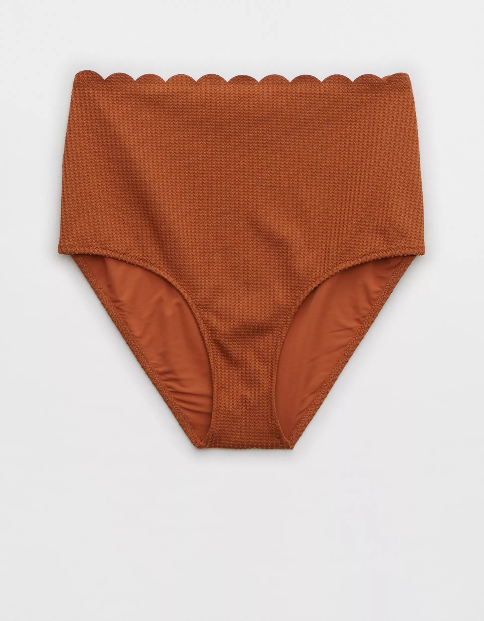 Aerie Waffle Scalloped High Waisted Bikini Bottom | Aerie