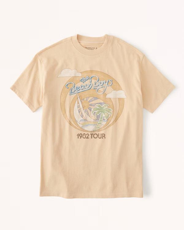 Women's Oversized Boyfriend Heavyweight Beach Boys Graphic Tee | Women's New Arrivals | Abercromb... | Abercrombie & Fitch (US)