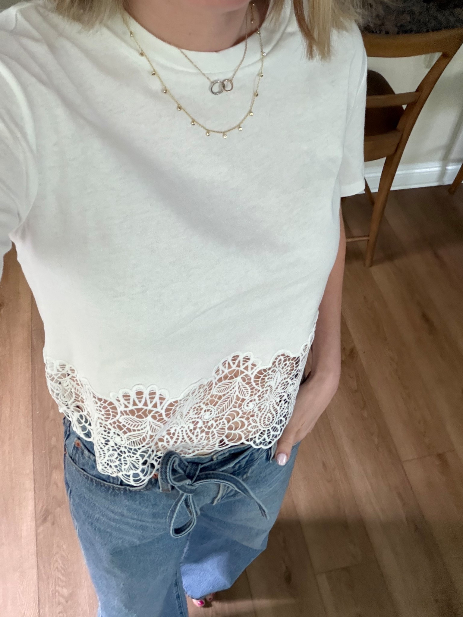Love the little extra to a basic white shirt. The lace isn’t super delicate. Good for everyday wear. 

#LTKootd #LTKOver40 #LTKSeasonal