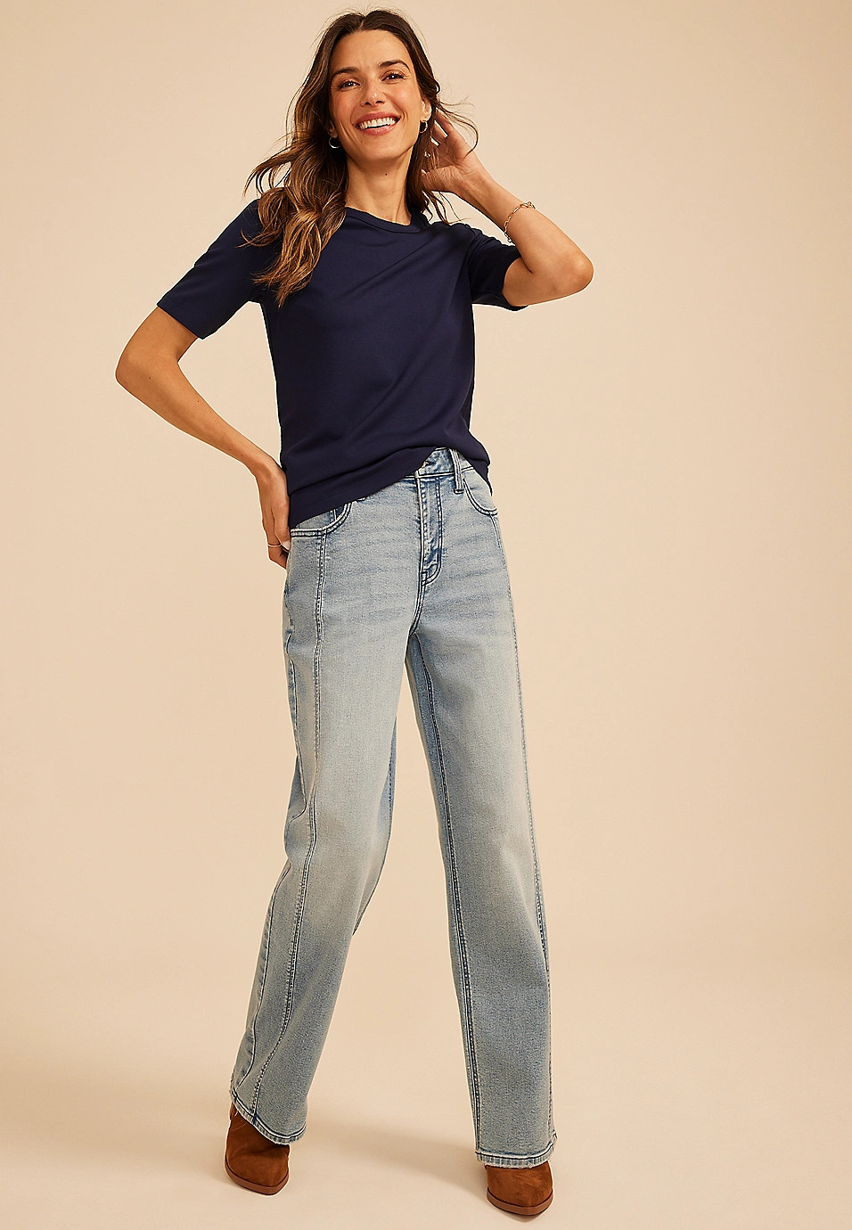 24/7 Elbow Sleeve Crew Neck Tee | Maurices