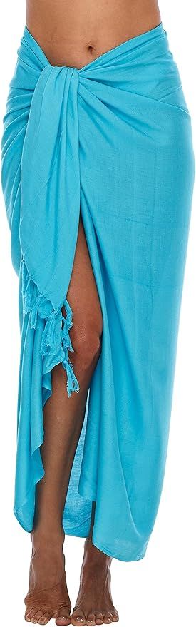 SHU-SHI Womens Beach Cover Up Sarong Swimsuit Cover-Up Many Solids Colors | Amazon (US)
