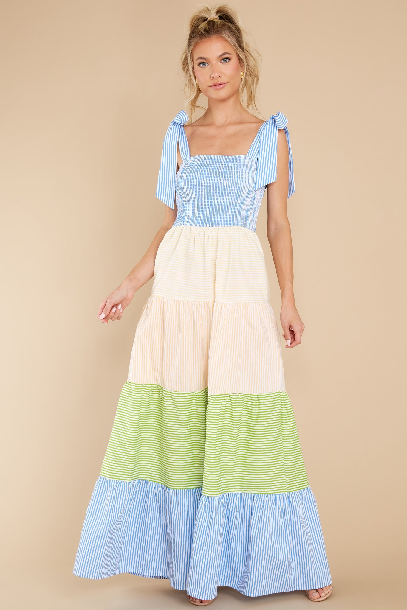 Sweetest Intentions Blue Multi Stripe Maxi Dress | Red Dress 