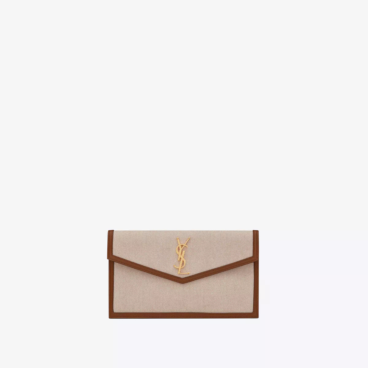 Uptown Pouch In Canvas And Smooth Leather Beige One Size | Saint Laurent Inc. (Global)