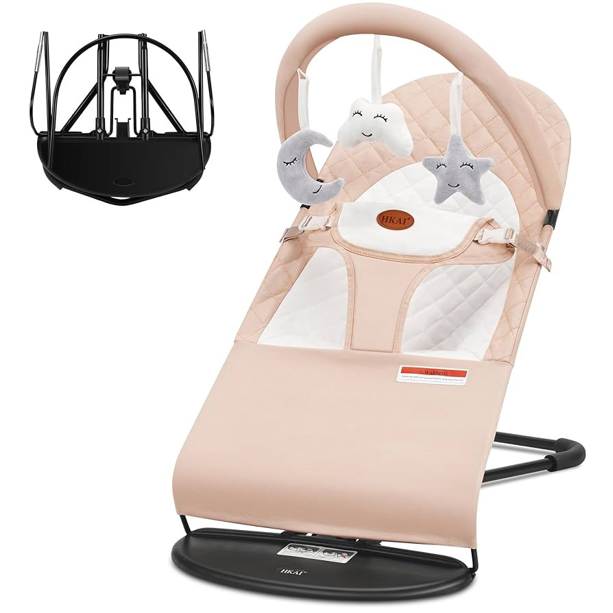 HKAI Baby Bouncer, Portable Baby Bouncer Seat for Babies 0-18 Months, 100% Cotton Fabrics, 3 Mode... | Amazon (US)