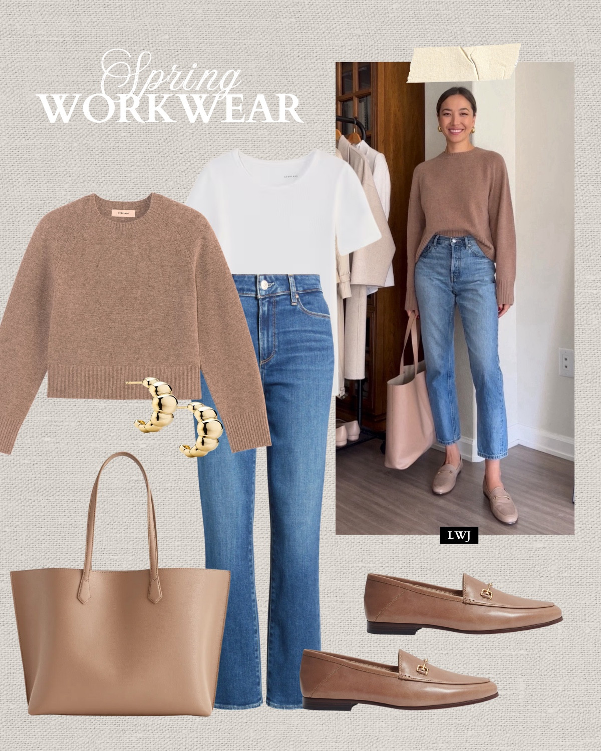 Spring work outfit inspo 

Loafers - exact color is called ‘cedar wood leather’ and available at Sam Edelman 

Cashmere sweater / white tee / blue ankle wash jeans / tote bag / taupe loafers 

#LTKWorkwear #LTKStyleTip