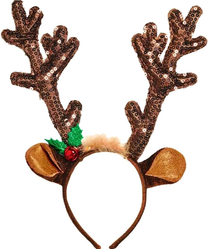 Amscan Sequined Brown Reindeer Antlers Headband - 15' x 14" (Pack of 1) - Quality Accessory Perfe... | Amazon (US)