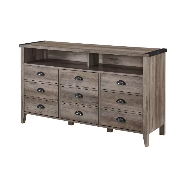 Industrial Farmhouse Console TV Stand for TVs up to 58" Gray Wash - Saracina Home | Target