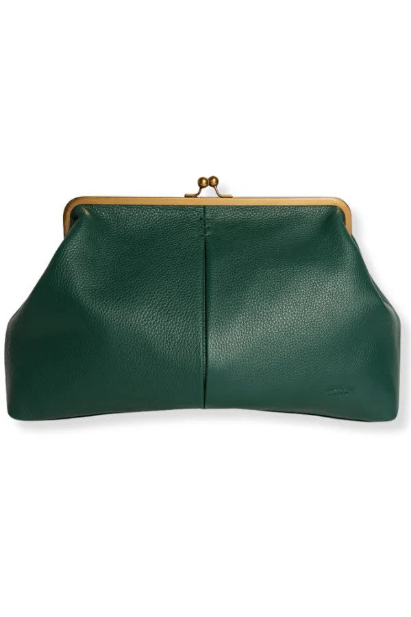 American Leather Co Grace Deep Emerald Oversized Clutch | The Willow Tree