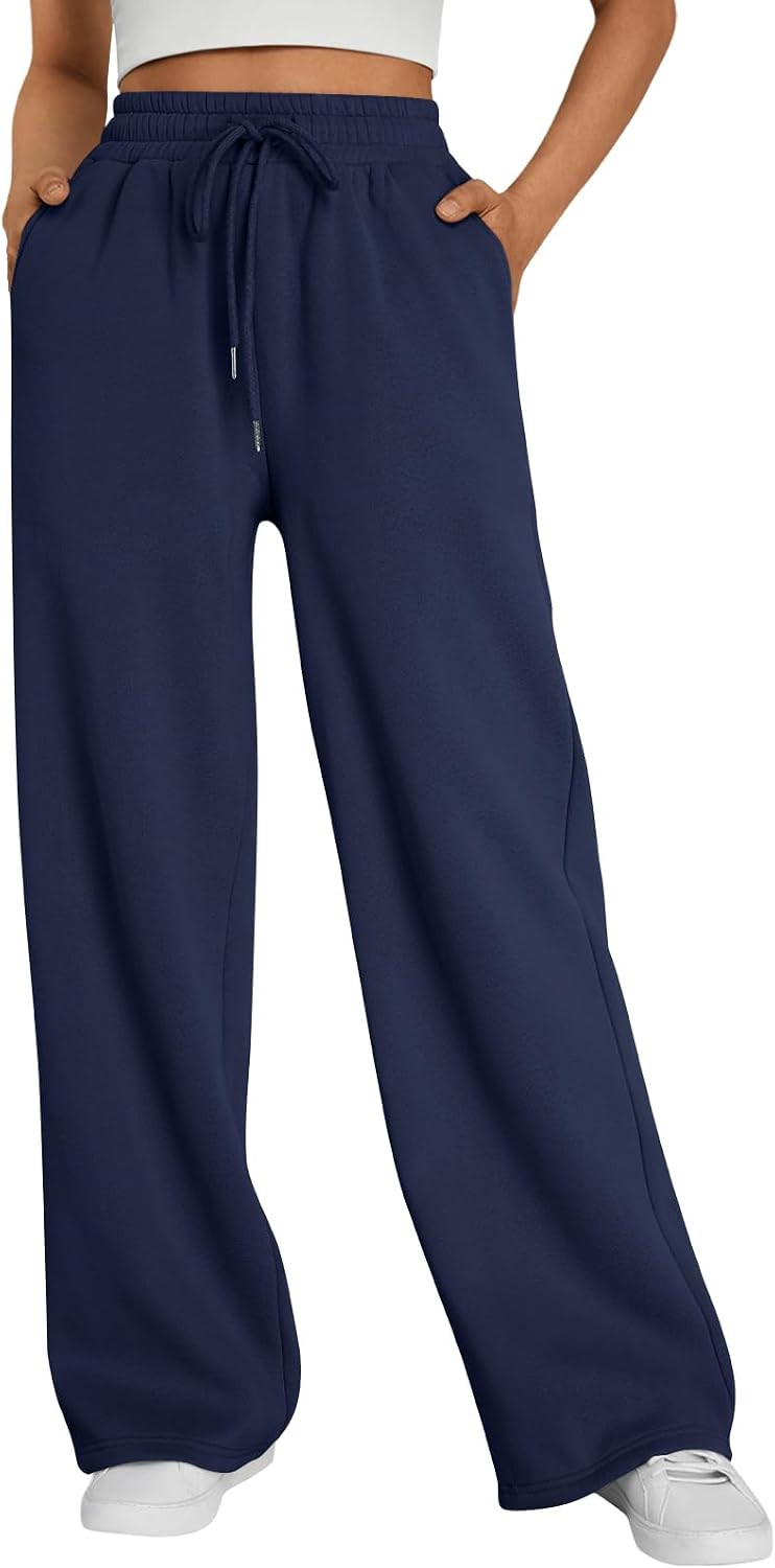 Trendy Queen Womens Wide Leg Fleece Lined Sweatpants | Amazon (US)