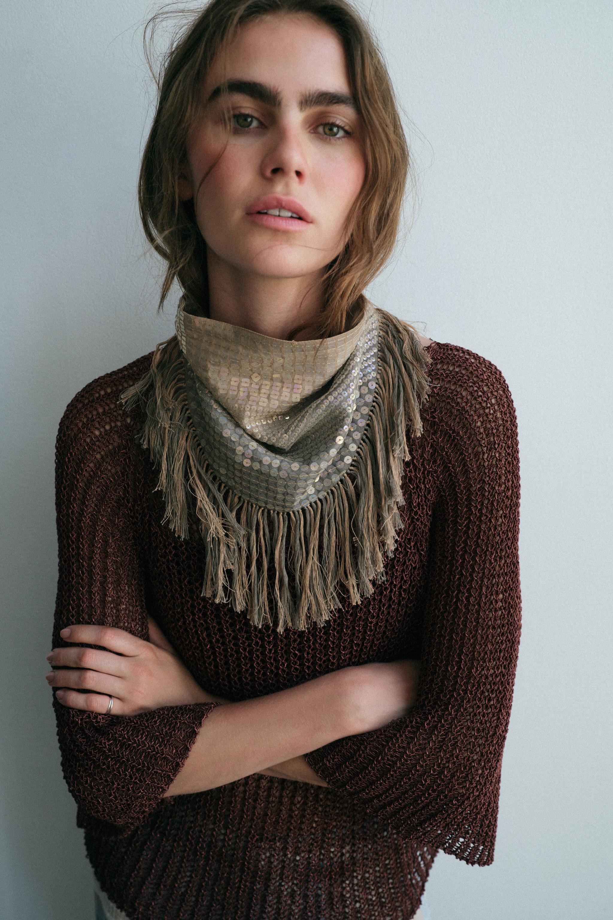 SEQUINED FRINGE SCARF | Zara US