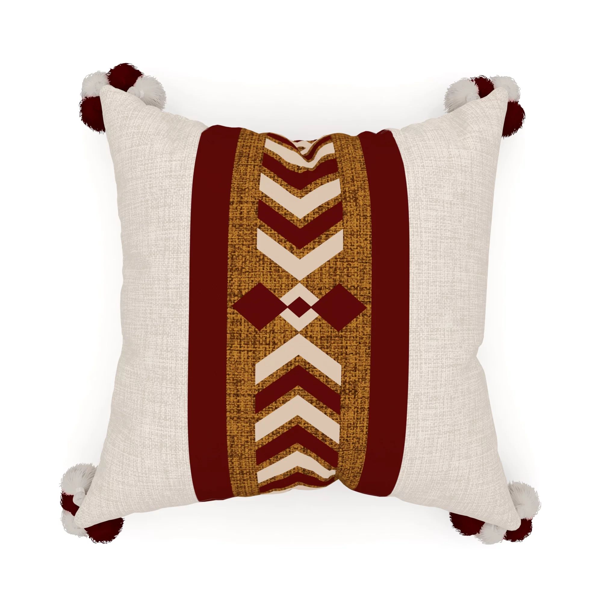Decorative Throw Pillow Cover, 18” x 18”, Red and Yellow, Geometric Southwest Inspired Textur... | Walmart (US)