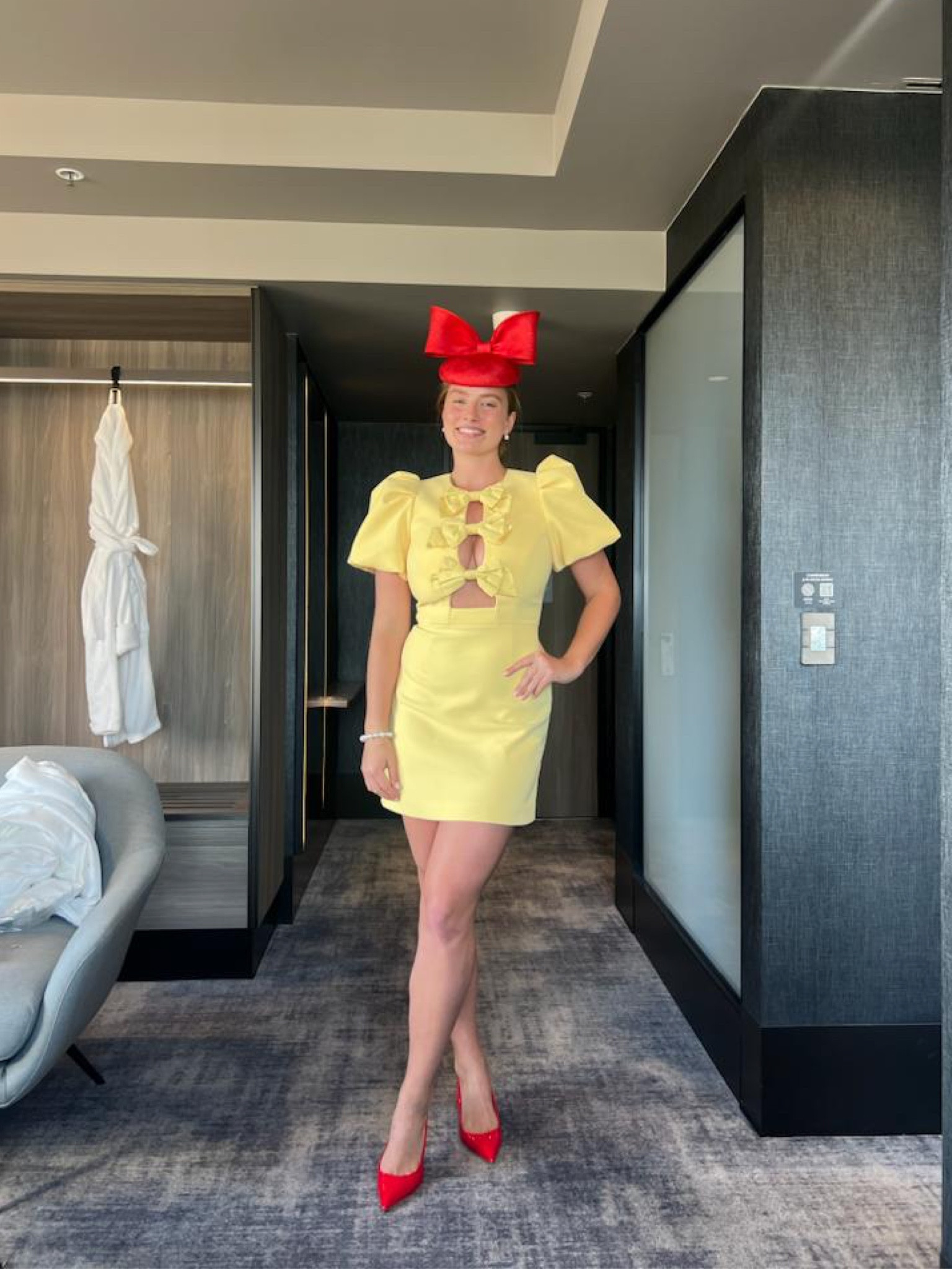 Pop of 💛 Shop my exact bow puff sleeve mini dress below! Exact red heels linked too 

#LTKFind #LTKstyletip #LTKaustralia