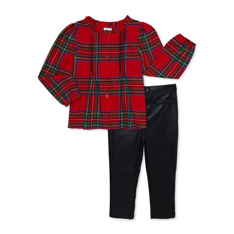 Wonder Nation Toddler Girls Holiday Top and Pants Set, 2-Piece, Sizes 12 Months-5T | Walmart (US)