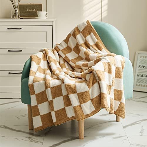 YIRUIO Throw Blankets Checkerboard Grid Chessboard Gingham Warmer Comfort Reversible Long Shaggy ... | Amazon (US)