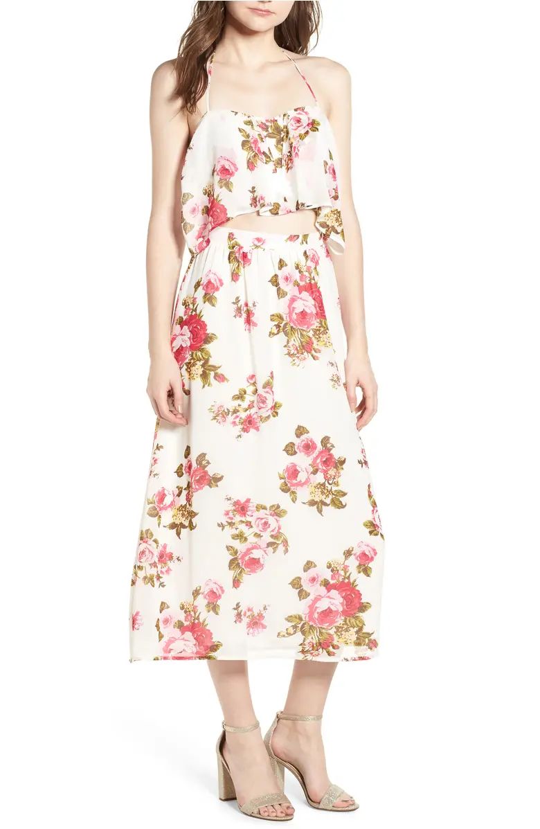 WAYF Floral Print Halter Midi Dress | Nordstrom