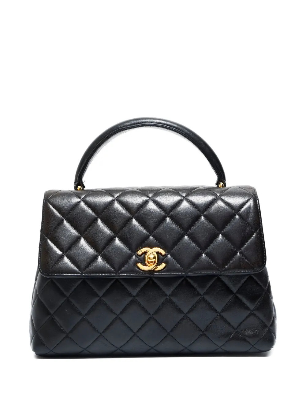 CHANEL Pre-Owned 1996-1997 Kelly Top Handle quilted leather tote bag - Black | Farfetch Global