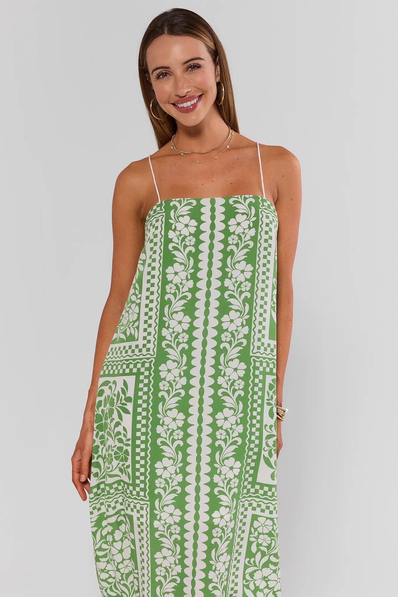 Green Printed Maxi Dress | Avara