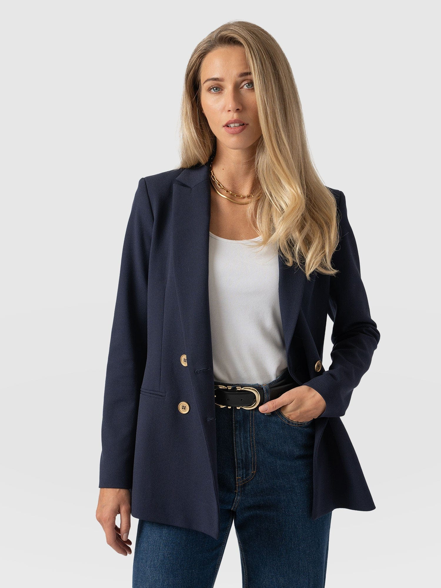 Cambridge Blazer - Navy Crepe | Saint + Sofia