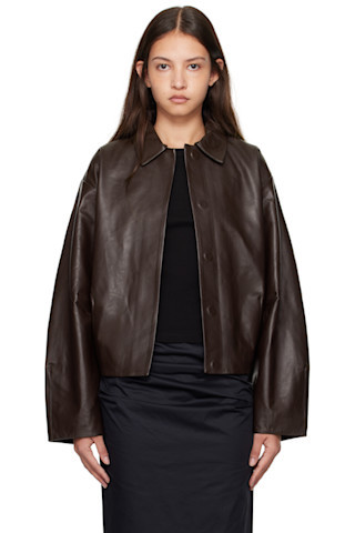 St. Agni - Brown Cocoon Leather Jacket | SSENSE