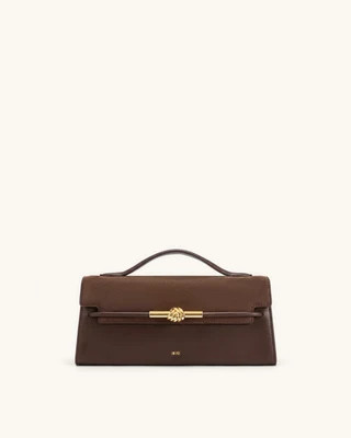 Lena Faux Suede Metal Rope Knot Top Handle Bag - Dark Brown | JW PEI US