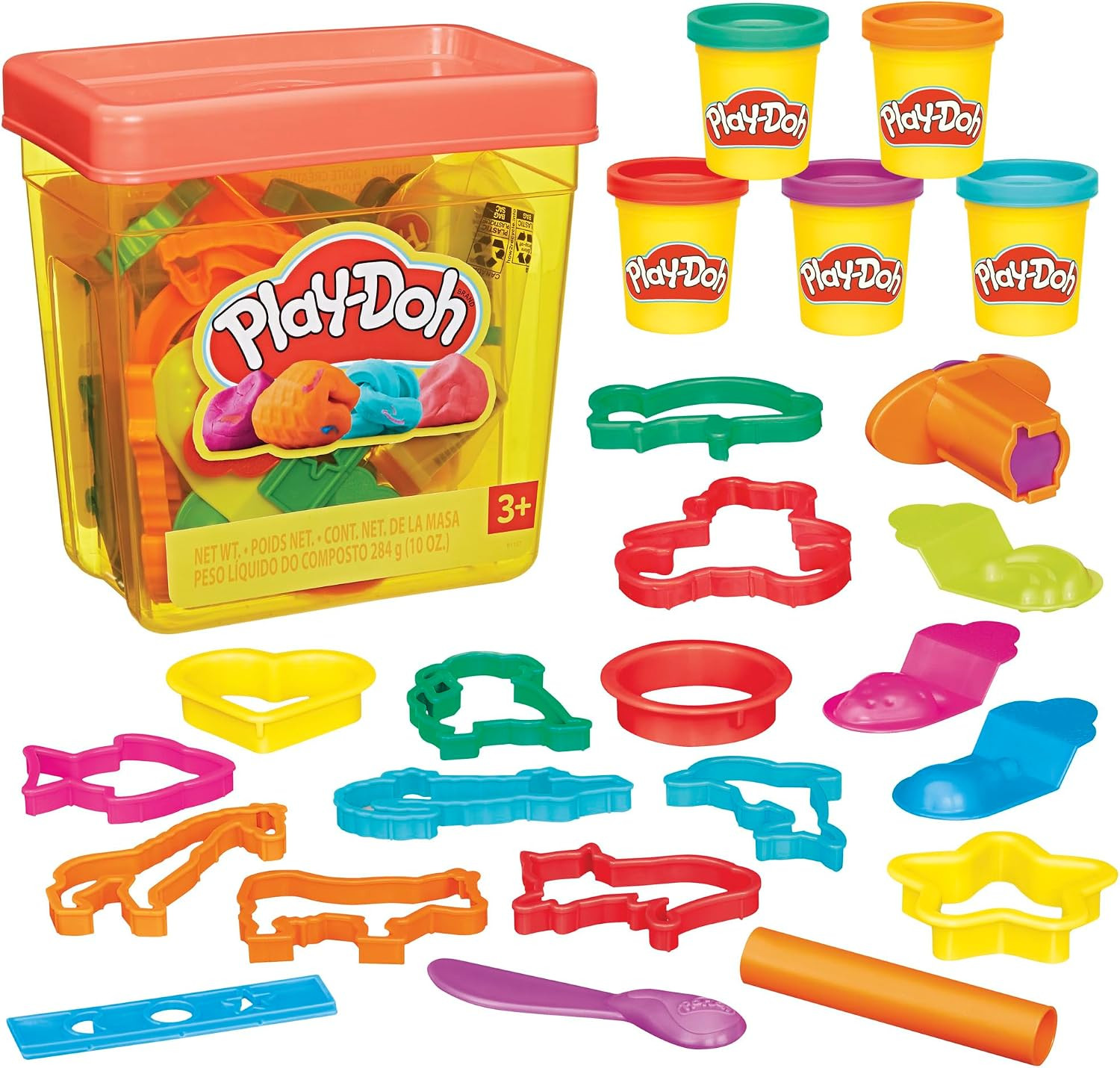 Play-Doh Fun Tub Set, 19 Accessories & Reusable Storage Container, Preschool Toys, Kids Arts & Crafts, Ages 3+ (Amazon Exclusive) | Amazon (US)